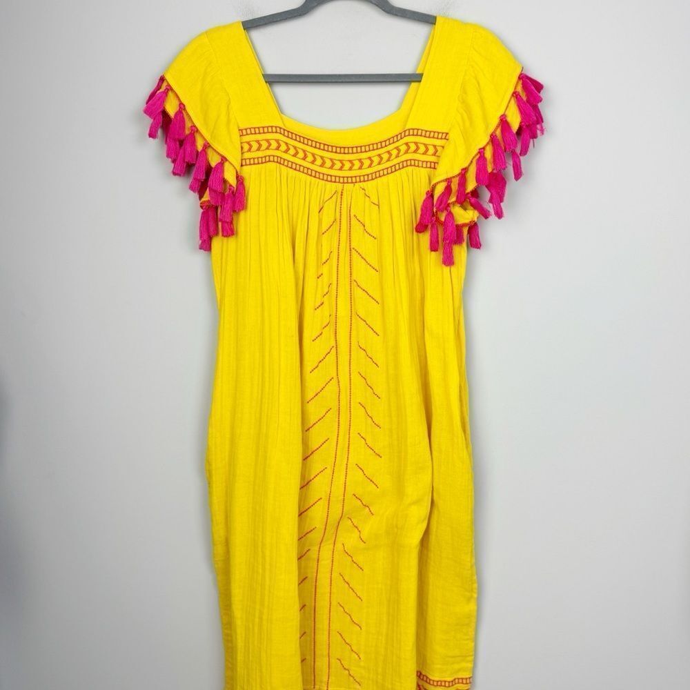 MER ST. BARTH | NEW Sandrine Dandelion Yellow Midi Dress Women’s Size Large